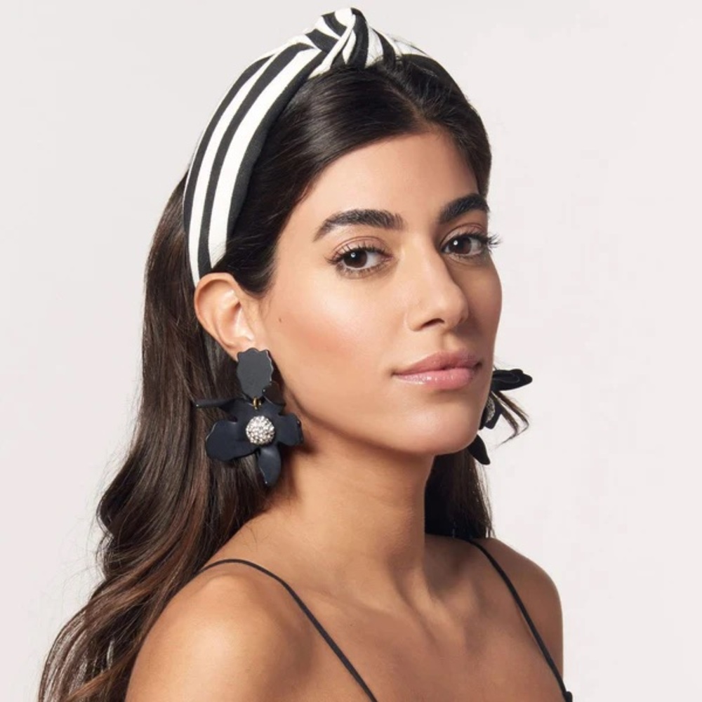 Excellent used condition Lele Sadoughi Black and White Stripe Woven Headband